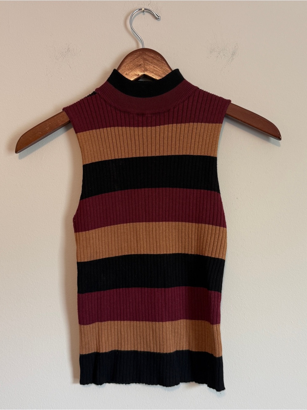 Striped Mock Neck Ribbed Tank Top Retro 90s Y2K Streetwear Basic Capsule Fitted